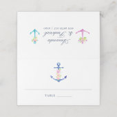 Waterverf Floral Nautical Wedding Table Number Plaatskaartje (Buitenkant ongevouwen)