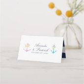 Waterverf Floral Nautical Wedding Table Number Plaatskaartje (Achterkant)
