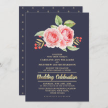 Waterverf Floral Navy Blue Wedding