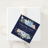 Waterverf Floral Navy Hydrangea Bouquet Wedding Bedankjes Labels (In situ)
