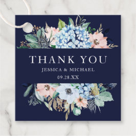 Waterverf Floral Navy Hydrangea Bouquet Wedding Bedankjes Labels