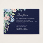 Waterverf Floral Navy Hydrangea Wedding Reception Visitekaartje (Voorkant)