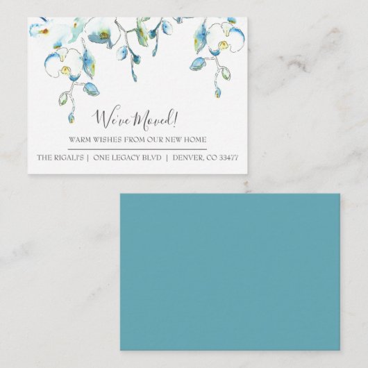Waterverf Floral New Home Moving Announge Informatiekaartje (Voorkant / Achterkant)