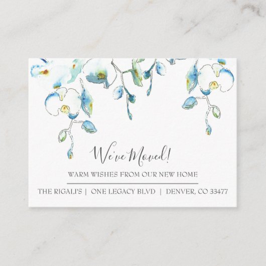 Waterverf Floral New Home Moving Announge Informatiekaartje (Voorkant)