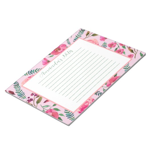 Waterverf Floral Notitieblok (Schuin)