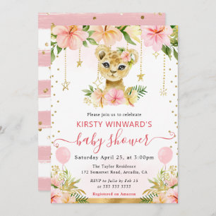 Waterverf Floral Oerwoud Lion Cub Baby shower Kaart