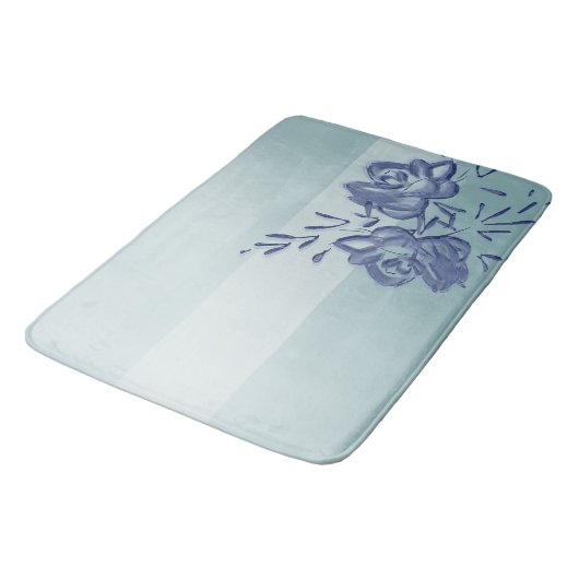 Waterverf Floral Ombre Blauw Badmat (Gekanteld)