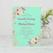 Waterverf Floral op Neo Munt met Roos Gold Kaart (Staand voorkant)