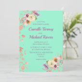 Waterverf Floral op Neo Munt met Roos Gold Kaart (Staand voorkant)