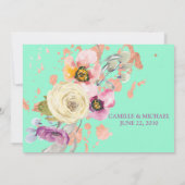 Waterverf Floral op Neo Munt met Roos Gold Kaart (Achterkant)