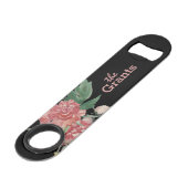 Waterverf Floral op zwart #2 Aangepast Speed Flessenopener (Voorkant Gekanteld)