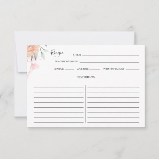 Waterverf Floral Oranje roze groene kaart (Voorkant)