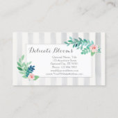 Waterverf Floral over Moderne Stripes Coral & Aqua Visitekaartje (Achterkant)