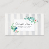 Waterverf Floral over Moderne Stripes Coral & Aqua Visitekaartje (Voorkant)