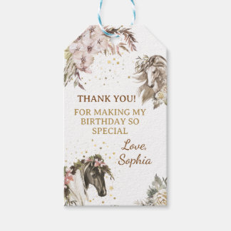 Waterverf Floral paardenmeisje Cadeaulabel