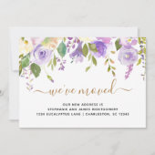 Waterverf Floral Paars Gold Moving Aankondiging (Voorkant)