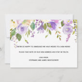 Waterverf Floral Paars Gold Moving Aankondiging (Achterkant)