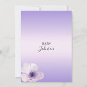 Waterverf Floral Paars Lavender Baby shower Kaart (Achterkant)