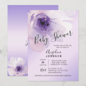 Waterverf Floral Paars Lavender Baby shower Kaart (Voorkant / Achterkant)