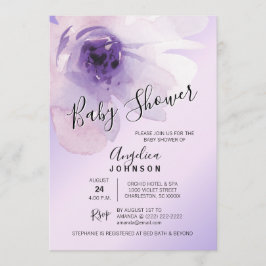Waterverf Floral Paars Lavender Baby shower Kaart