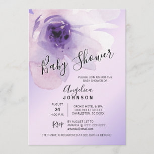 Waterverf Floral Paars Lavender Baby shower Kaart