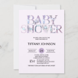 Waterverf Floral Paars Lavender Baby shower Kaart