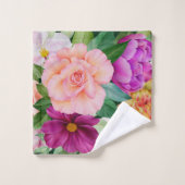 Waterverf Floral Paars roze monogram Bad Handdoek (Wasdoekje)