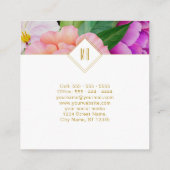 Waterverf Floral Paars roze rozen Modern Vierkante Visitekaartje (Achterkant)