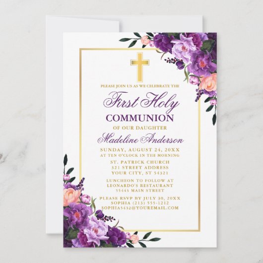 Waterverf Floral Paars Violet First Community Kaart (Voorkant)