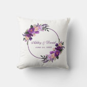 Waterverf Floral Paars Violet Wreath Wedding Kussen (Voorkant)