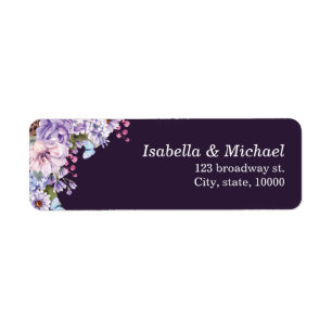 Waterverf Floral Paars Wedding Etiket