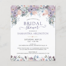 Waterverf Floral Paarse Bridal Shower