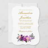 Waterverf Floral Paarse Ultra Violet Wedding BR Kaart (Voorkant)