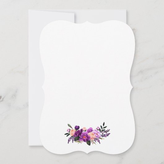 Waterverf Floral Paarse Ultra Violet Wedding BR Kaart (Achterkant)