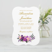 Waterverf Floral Paarse Ultra Violet Wedding BR Kaart (Staand voorkant)