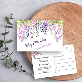 Waterverf Floral Paarse Wisteria Save the Date Aankondigingskaart