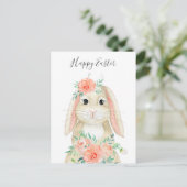  Waterverf Floral Paasbunny Feestdagenkaart (Staand voorkant)