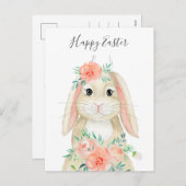  Waterverf Floral Paasbunny Feestdagenkaart (Voorkant / Achterkant)