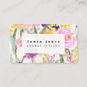 Waterverf Floral Painting Hair Stylist Sjabloon B Visitekaartje