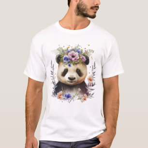 Waterverf Floral Panda Schattige T-shirt
