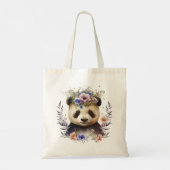 Waterverf Floral Panda Schattige Tote Bag (Achterkant)