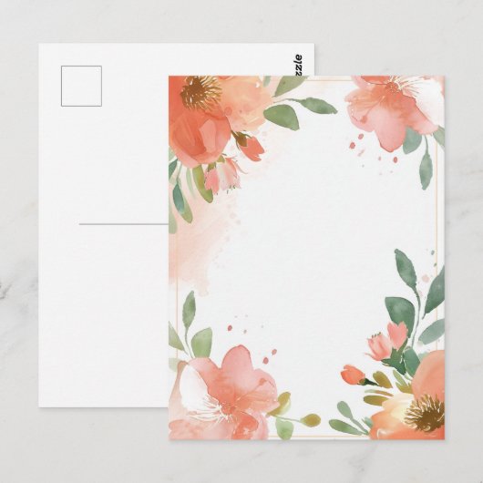 Waterverf Floral Pastel Blank Briefkaart (Voorkant / Achterkant)