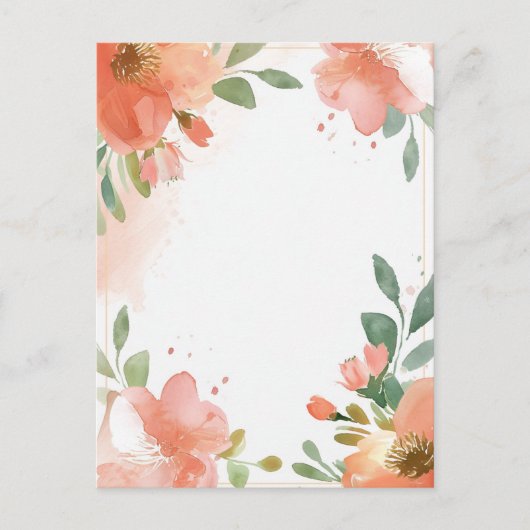 Waterverf Floral Pastel Blank Briefkaart (Voorkant)
