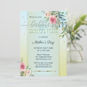 Waterverf Floral Pastel Bubbles en Brunch Kaart (Staand voorkant)