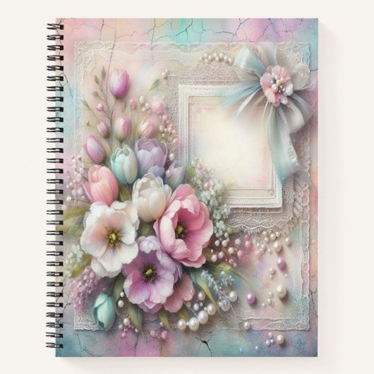Waterverf Floral Pastel Calico Spiral Notitieboek (Voorkant)