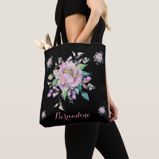 Waterverf Floral Pastel Flowers personaliseren Tote Bag (Dichtbij)
