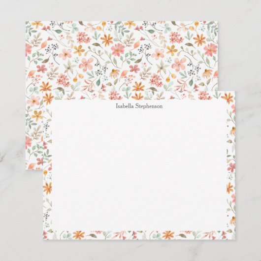  Waterverf Floral Pastel op maat Notitiekaartje (Voorkant / Achterkant)