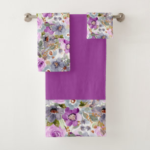 Waterverf Floral Patroon 3 Ring Multomap Bad Handdoek
