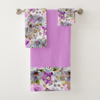 Waterverf Floral Patroon 3 Ring Multomap Bad Handdoek
