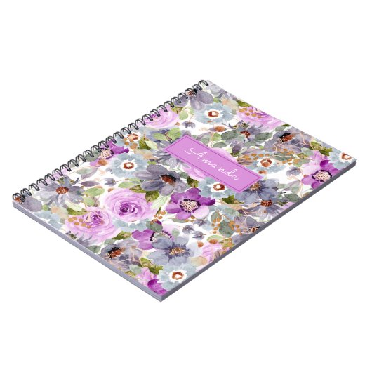 Waterverf Floral Patroon 3 Ring Multomap Notitieboek (Linkerzijde)